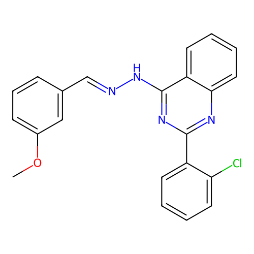 2-(2-chlorophenyl)-4-[(2E)-2-(3-methoxybenzylidene)hydrazinyl]quinazoline structure