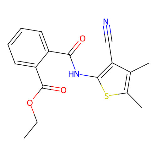 Ethyl 2-((3-cyano-4,5-dimethylthiophen-2-yl)carbamoyl)benzoate structure