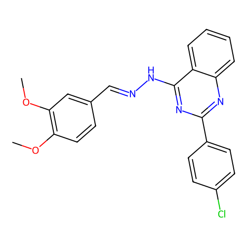 2-(4-Chlorophenyl)-4-(2-(3,4-dimethoxybenzylidene)hydrazinyl)quinazoline structure