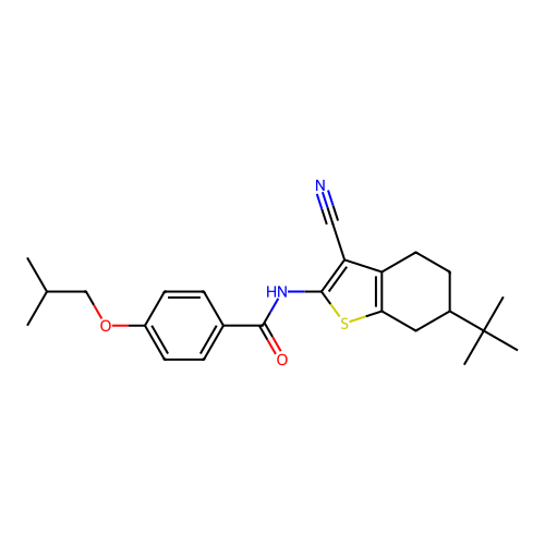 N-(6-tert-butyl-3-cyano-4,5,6,7-tetrahydro-1-benzothiophen-2-yl)-4-(2-methylpropoxy)benzamide structure