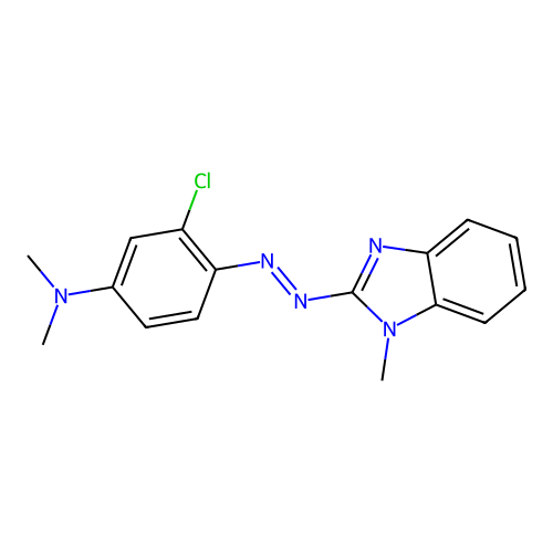 3-chloro-N,N-dimethyl-4-[(E)-(1-methyl-1H-benzimidazol-2-yl)diazenyl]aniline structure