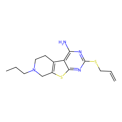 2-(allylthio)-7-propyl-5,6,7,8-tetrahydropyrido[4',3':4,5]thieno[2,3-d]pyrimidin-4-amine structure