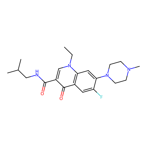 1-Ethyl-6-fluoro-7-(4-methyl-piperazin-1-yl)-4-oxo-1,4-dihydro-quinoline-3-carboxylic acid  isobutyl-amide structure
