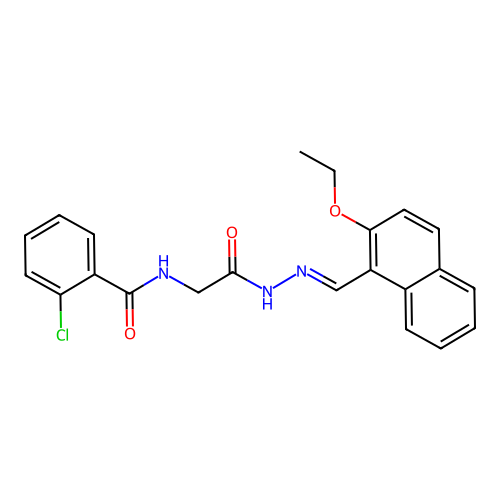 (E)-2-chloro-N-(2-(2-((2-ethoxynaphthalen-1-yl)methylene)hydrazinyl)-2-oxoethyl)benzamide structure