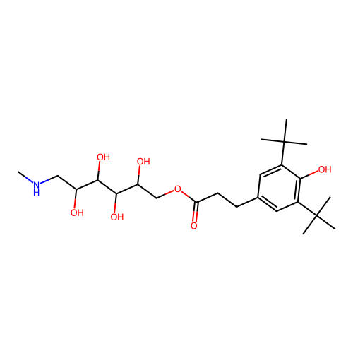 (2,3,4,5-tetrahydroxy-6-methylamino-hexyl) 3-(4-hydroxy-3,5-ditert-butyl-phenyl)propanoate structure