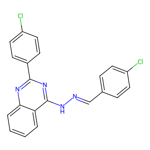 4-[(2E)-2-(4-chlorobenzylidene)hydrazinyl]-2-(4-chlorophenyl)quinazoline structure