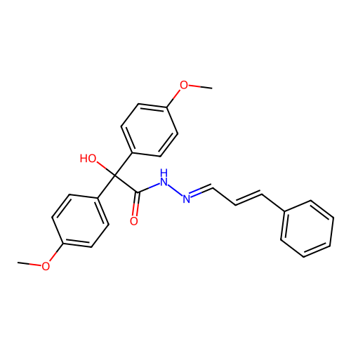 (E)-2-hydroxy-2,2-bis(4-methoxyphenyl)-N'-((E)-3-phenylallylidene)acetohydrazide structure