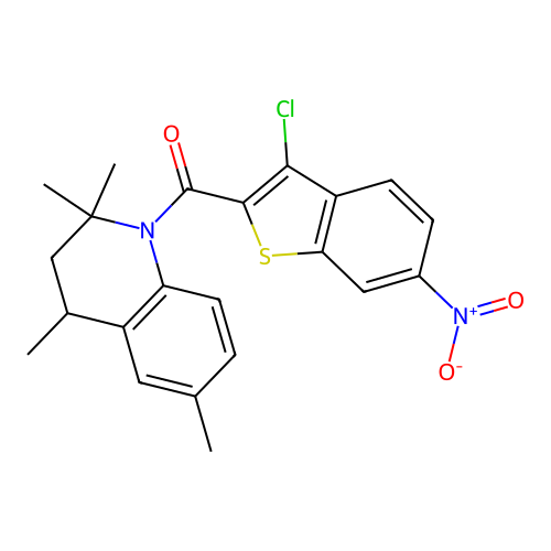 (3-chloro-6-nitro-1-benzothiophen-2-yl)(2,2,4,6-tetramethyl-3,4-dihydroquinolin-1(2H)-yl)methanone structure