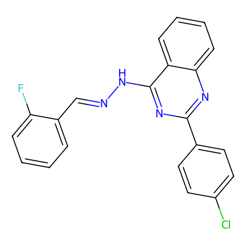 2-(4-chlorophenyl)-4-[(2E)-2-(2-fluorobenzylidene)hydrazinyl]quinazoline structure