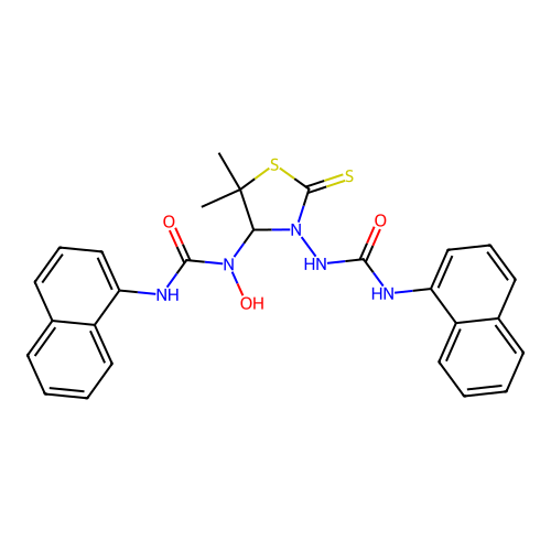 1-(5,5-dimethyl-3-(3-(naphthalen-1-yl)ureido)-2-thioxothiazolidin-4-yl)-1-hydroxy-3-(naphthalen-1-yl)urea structure