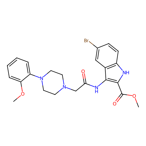 Methyl 5-bromo-3-[[2-[4-(2-methoxyphenyl)piperazin-1-yl]acetyl]amino]-1H-indole-2-carboxylate structure