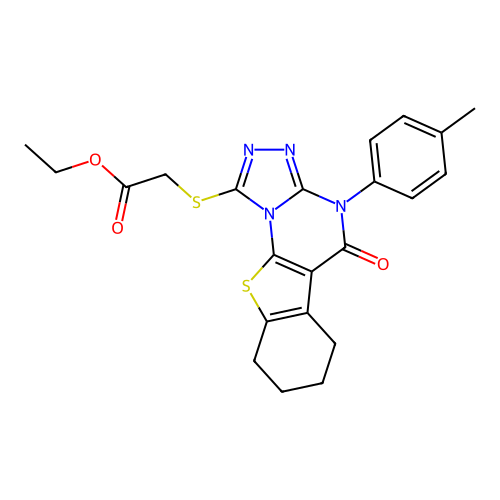 ethyl {[4-(4-methylphenyl)-5-oxo-4,5,6,7,8,9-hexahydro[1]benzothieno[3,2-e][1,2,4]triazolo[4,3-a]pyrimidin-1-yl]sulfanyl}acetate structure