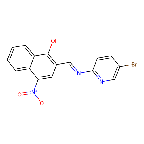 2-(((5-Bromopyridin-2-yl)imino)methyl)-4-nitronaphthalen-1-ol structure