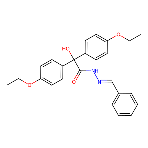 2,2-bis(4-ethoxyphenyl)-2-hydroxy-N'-[(E)-phenylmethylidene]acetohydrazide structure