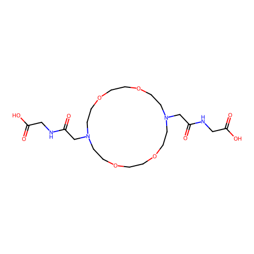 {[(16-{2-[(carboxymethyl)amino]-2-oxoethyl}-1,4,10,13-tetraoxa-7,16-diazacyclooctadecan-7-yl)acetyl]amino}acetic acid structure