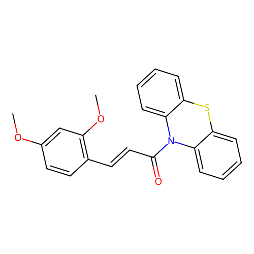 (2E)-3-(2,4-dimethoxyphenyl)-1-(10H-phenothiazin-10-yl)prop-2-en-1-one structure