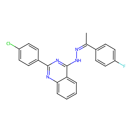 2-(4-Chlorophenyl)-4-(2-(1-(4-fluorophenyl)ethylidene)hydrazinyl)quinazoline structure