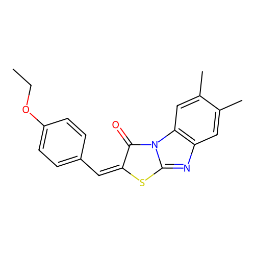 (2E)-2-(4-ethoxybenzylidene)-6,7-dimethyl[1,3]thiazolo[3,2-a]benzimidazol-3(2H)-one structure
