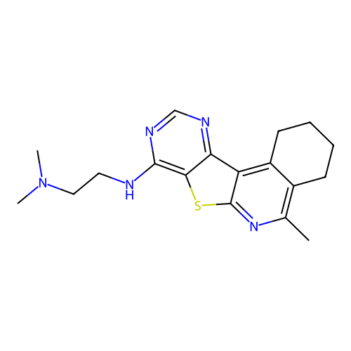 N,N-dimethyl-N'-(5-methyl-1,2,3,4-tetrahydropyrimido[4',5':4,5]thieno[2,3-c]isoquinolin-8-yl)ethane-1,2-diamine structure