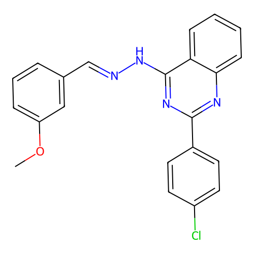 2-(4-chlorophenyl)-4-[(2E)-2-(3-methoxybenzylidene)hydrazinyl]quinazoline structure