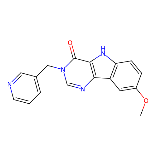 8-methoxy-3-(pyridin-3-ylmethyl)-5H-pyrimido[5,4-b]indol-4-one structure