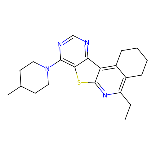 5-ethyl-8-(4-methylpiperidin-1-yl)-1,2,3,4-tetrahydropyrimido[4',5':4,5]thieno[2,3-c]isoquinoline structure