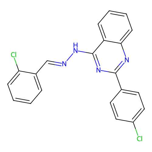 4-[(2E)-2-(2-chlorobenzylidene)hydrazinyl]-2-(4-chlorophenyl)quinazoline structure