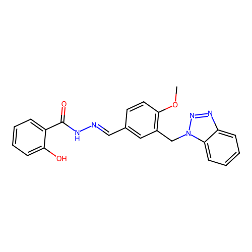 N-[(E)-[3-(benzotriazol-1-ylmethyl)-4-methoxyphenyl]methylideneamino]-2-hydroxybenzamide structure