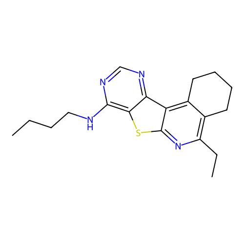 N-butyl-5-ethyl-1,2,3,4-tetrahydropyrimido[4',5':4,5]thieno[2,3-c]isoquinolin-8-amine structure