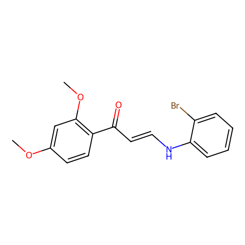 (2E)-3-[(2-bromophenyl)amino]-1-(2,4-dimethoxyphenyl)prop-2-en-1-one structure