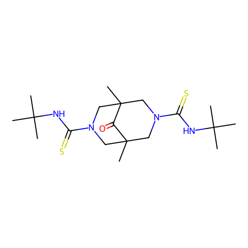N,N'-di-tert-butyl-1,5-dimethyl-9-oxo-3,7-diazabicyclo[3.3.1]nonane-3,7-dicarbothioamide structure