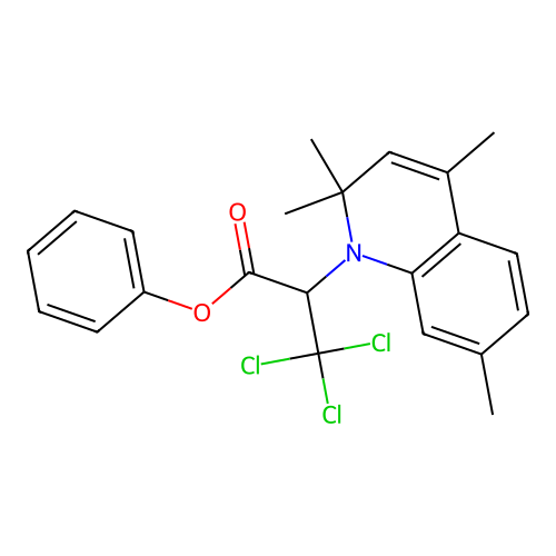 phenyl 3,3,3-trichloro-2-(2,2,4,7-tetramethylquinolin-1(2H)-yl)propanoate structure