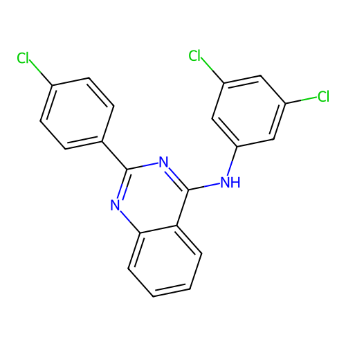 2-(4-chlorophenyl)-N-(3,5-dichlorophenyl)quinazolin-4-amine structure