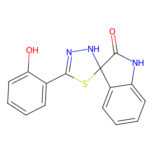 5-(2-Hydroxyphenyl)spiro[1,3,4-thiadiazoline-2,3'-indoline]-7-one structure