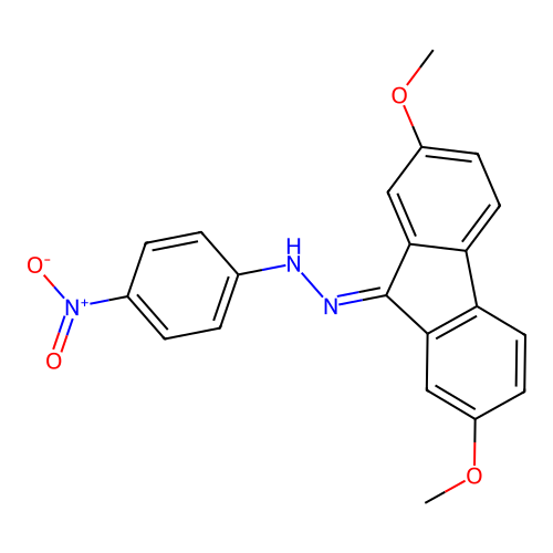 1-(2,7-dimethoxy-9H-fluoren-9-ylidene)-2-(4-nitrophenyl)hydrazine structure