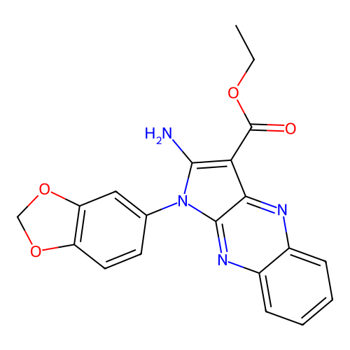 ethyl 2-amino-1-(1,3-benzodioxol-5-yl)-1H-pyrrolo[2,3-b]quinoxaline-3-carboxylate structure
