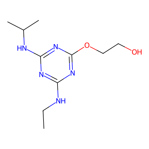 2-{[4-(Ethylamino)-6-(propan-2-ylamino)-1,3,5-triazin-2-yl]oxy}ethanol structure
