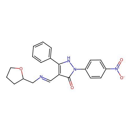 (4Z)-2-(4-nitrophenyl)-4-[(oxolan-2-ylmethylamino)methylidene]-5-phenylpyrazol-3-one structure