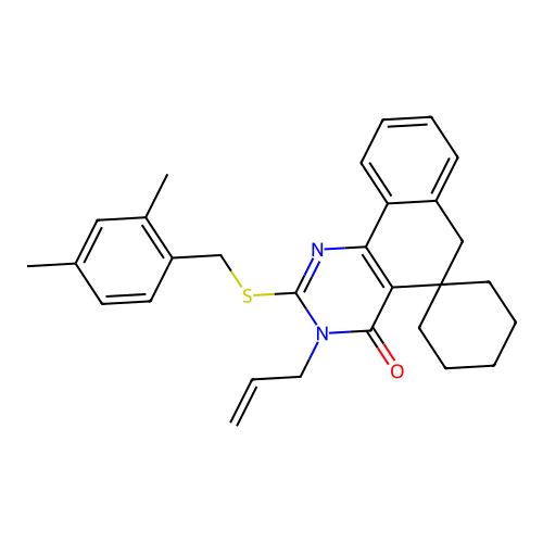 2-[(2,4-dimethylbenzyl)sulfanyl]-3-(prop-2-en-1-yl)-3H-spiro[benzo[h]quinazoline-5,1'-cyclohexan]-4(6H)-one structure