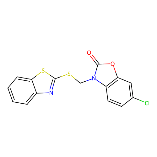 3-(Benzothiazol-2-ylsulfanylmethyl)-6-chloro-3H-benzooxazol-2-one structure