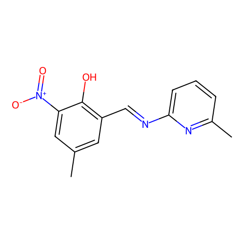 4-Methyl-2-(((6-methylpyridin-2-yl)imino)methyl)-6-nitrophenol structure