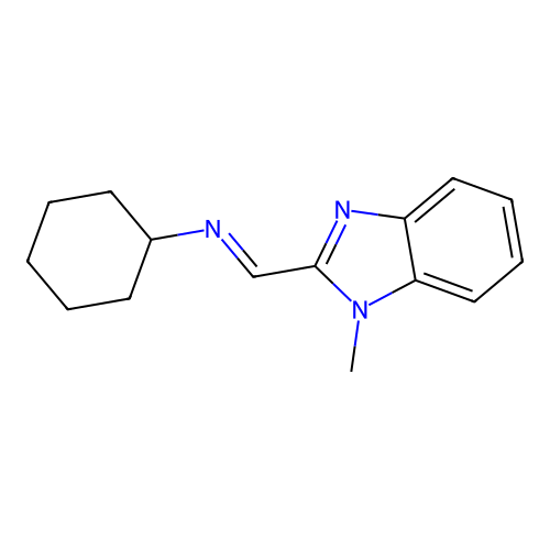 N-[(E)-(1-methyl-1H-benzimidazol-2-yl)methylidene]cyclohexanamine structure