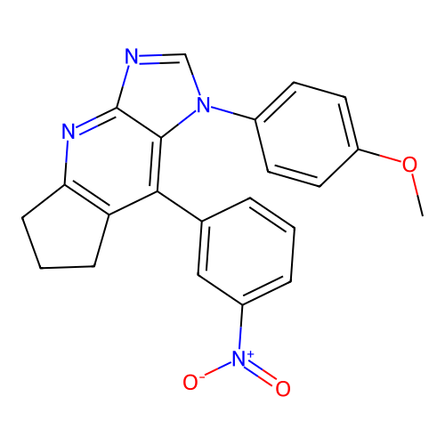 1-(4-methoxyphenyl)-8-(3-nitrophenyl)-1,5,6,7-tetrahydrocyclopenta[b]imidazo[4,5-e]pyridine structure