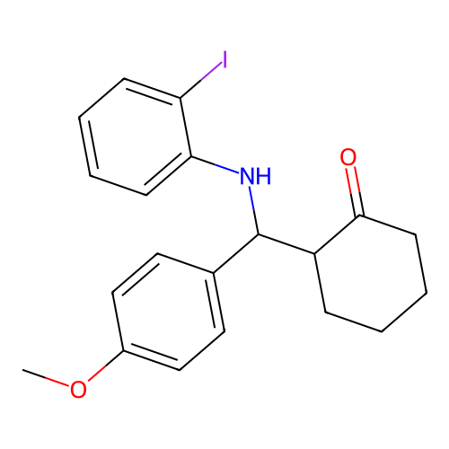 2-(((2-Iodophenyl)amino)(4-methoxyphenyl)methyl)cyclohexanone structure
