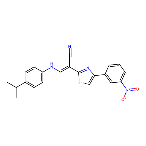 (E)-2-[4-(3-nitrophenyl)-1,3-thiazol-2-yl]-3-(4-propan-2-ylanilino)prop-2-enenitrile structure