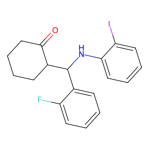 2-((2-Fluorophenyl)((2-iodophenyl)amino)methyl)cyclohexanone structure