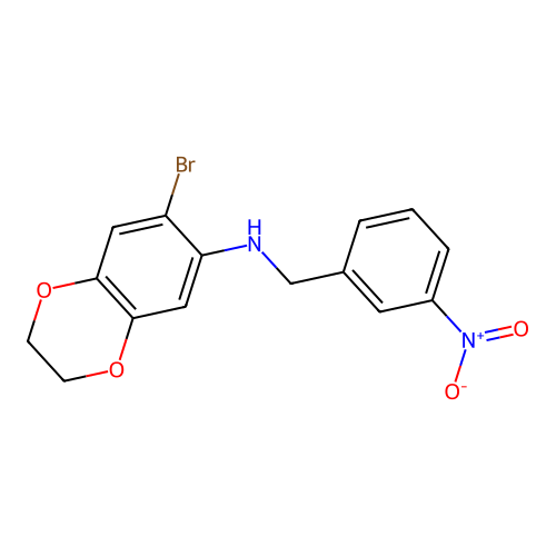 (7-Bromo-2,3-dihydro-benzo[1,4]dioxin-6-yl)-(3-nitro-benzyl)-amine structure