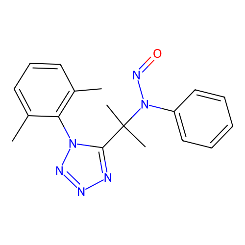 N-{2-[1-(2,6-dimethylphenyl)-1H-tetrazol-5-yl]propan-2-yl}-N-nitrosoaniline structure