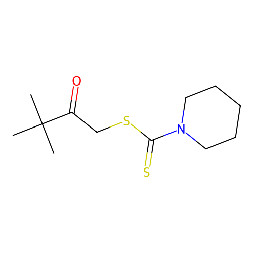 3,3-Dimethyl-2-oxobutyl piperidine-1-carbodithioate structure