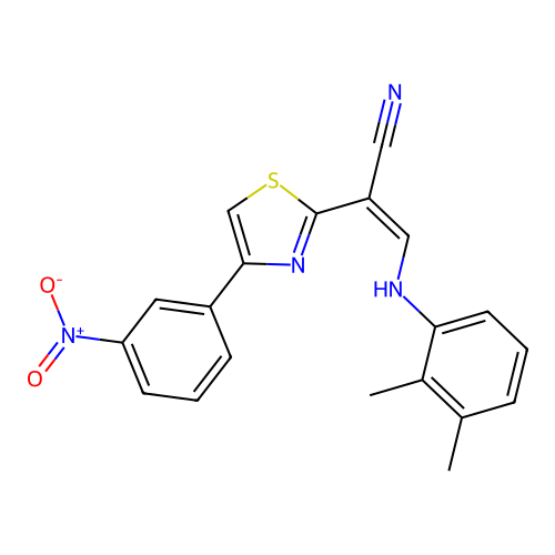 (Z)-3-((2,3-dimethylphenyl)amino)-2-(4-(3-nitrophenyl)thiazol-2-yl)acrylonitrile structure